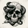 Skull with Snake