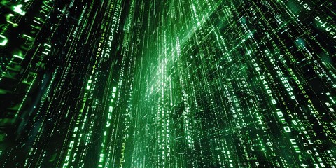 Binary computer matrix code data stream background