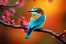 Glorious Bird Resting On Branch. Generative AI