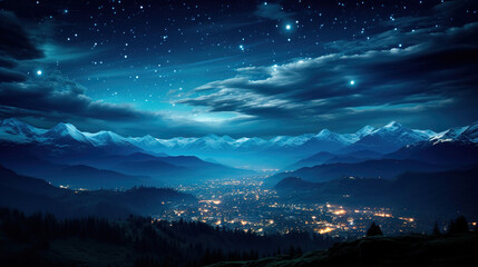 Wall Mural - night sky over the city