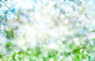 Wall Mural - fresh green spring background with bokeh defocused lights and stars