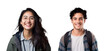 Set of University Students, Both Male and Female, Smiling Joyfully, Isolated on Transparent Background, PNG