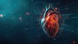 Vibrant Illustration of a Human Heart Surrounded by Dynamic Light Particles, Depicting Cardiovascular Health and Medical Imagery