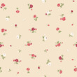 Hand drawn little roses flowers in liberty style. Ditsy flowers background. Vector seamless pattern for fashion print