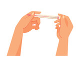 Fototapeta Panele - Human Hand Measure Temperature with Thermometer Device Vector Illustration