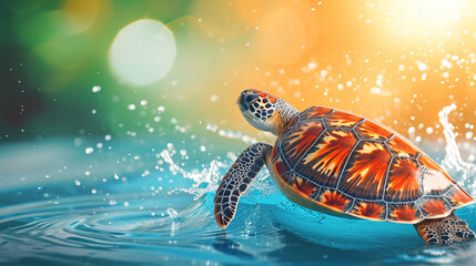 Poster - turtle in the sea