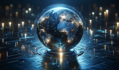 Wall Mural - technology background with globe