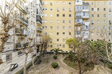 Wall Mural - Interior facades of residential buildings in a block courtyard