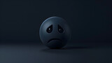 Fototapeta  - Sad angry emoji emoticon with dark black background, sadness concept