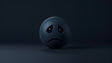 Sad Angry Emoji Emoticon With Dark Black Background, Sadness Concept