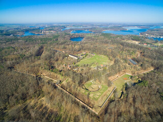 Wall Mural - Aerial view of star shaped Boyen stronghold in Gizycko, Poland (former Loetzen, East Prussia, Germany)