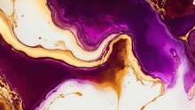 Luxury Maroon, Gold And Purple Abstract Fluid Art Painting In Alcohol Ink Technique