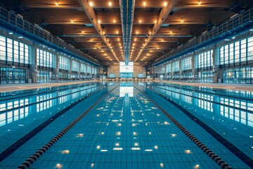 Sticker - Sports swimming pool. Background with selective focus and copy space