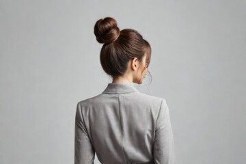 Canvas Print - Brunette girl with low bun hairstyle