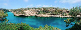 Fototapeta  - Beautiful coast. Banner. View of idyllic  harbor of Cala Figuera, Santanyi Mallorca, Spain.