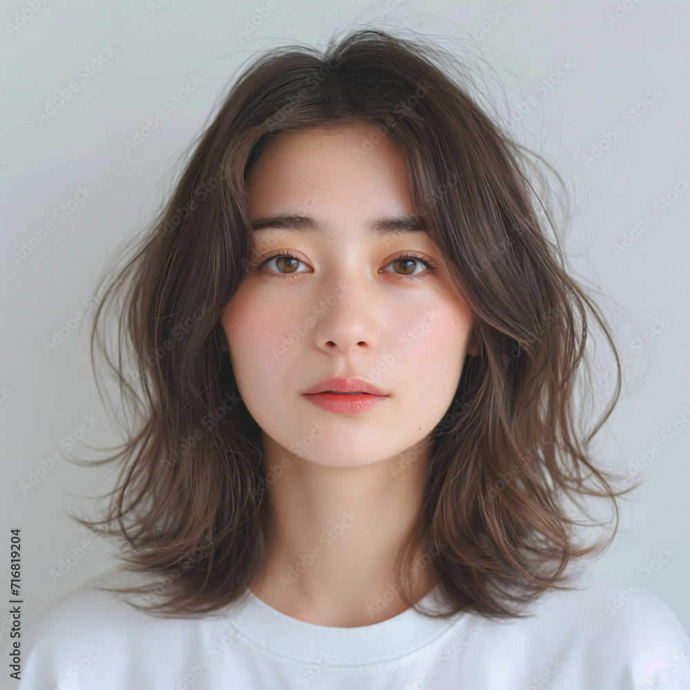 透明皮膚顔面解剖モデル(アジア人バージョン) 日本人女性の顔（アジア人、ナチュラル、正面） Stock Photo | Adobe Stock