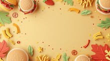 Illustrations Of Handcraft Paper Made A Background With Text Space For Fast Food Business,
