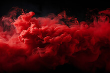 A Red Smoke Cloud On A Black Background,ai Generated
