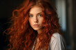 © Veronica - A beautiful model girl with long red curly hair,ai generated