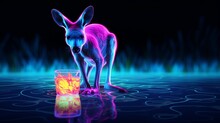 A Kangaroo Is Drinking Watermelon Illustration Ai Generated Art