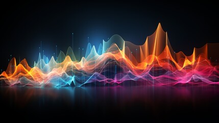 Wall Mural - Colored background of abstract sound wave. Abstract flowing wavy, smoke lines. Vibrant colorful digital dynamic wave.