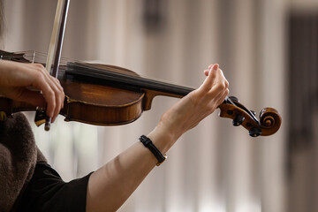 Wall Mural - Hand of a woman playing the violin