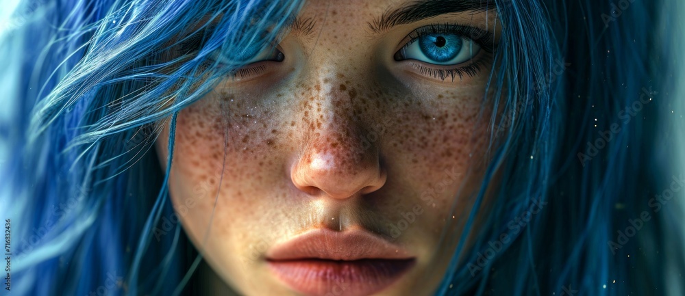 The intricate details of a woman's face, from her fluttering eyelashes ...