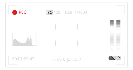 Camera screen interface elements. Video recording ui