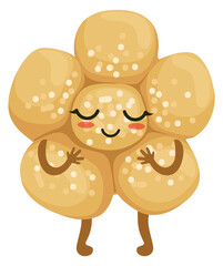 Poster - Brioche kawaii mascot. Sweet bakery with happy face