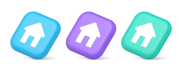 Home page button house web symbol cyberspace application interface 3d realistic isometric icon