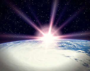 Wall Mural - gorgeous space panorama with the sunrise over the earth. the elements of this image furnished by nas