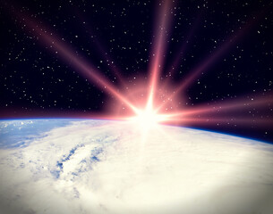 Wall Mural - gorgeous space panorama with the sunrise over the earth. the elements of this image furnished by nas