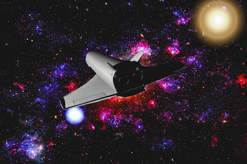 Wall Mural - spaceship above the earth. the elements of this image furnished by nasa.