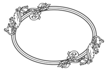 Wall Mural - decorative oval frame with vinatge filigree engraving