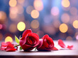 Romantic Valentine's Day Setting with Red Roses in a Beautiful Floral Arrangement