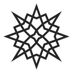 Poster - geometric decorative star. black line abstract shape