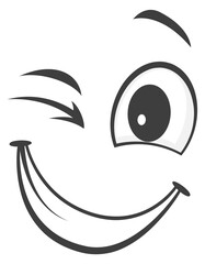 Canvas Print - Wink eye face. Comic emotion. Funny expression