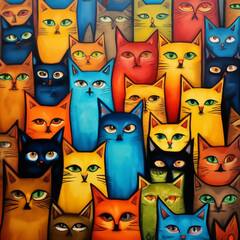 Poster - pattern with cats