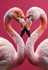 Wall Mural - Pink flamingo birds, love Animal