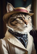The Cat dressed in vintage medieval clothes, art, animal