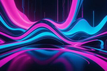 Aufkleber - A fluid background with neon blue and pink fluids intertwined, resembling a futuristic cyberpunk aesthetic