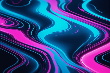 Aufkleber - A fluid background with neon blue and pink fluids intertwined, resembling a futuristic cyberpunk aesthetic