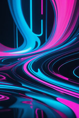 Aufkleber - A fluid background with neon blue and pink fluids intertwined, resembling a futuristic cyberpunk aesthetic
