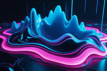 Aufkleber - A fluid background with neon blue and pink fluids intertwined, resembling a futuristic cyberpunk aesthetic