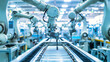 Robotic Engineering: Automated Arms and Machinery in Action at a High-Tech Industrial Manufacturing Plant