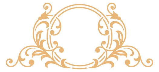 Wall Mural - flourish golden monogram circle frame. vintage border