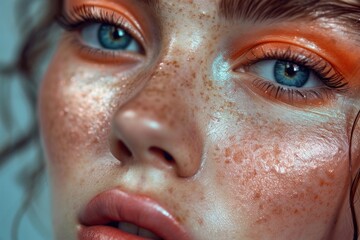 Canvas Print -  a close up of a woman's face with freckled hair and freckled freckled freckled eyes and freckled with freckled freckled freckled freckles.