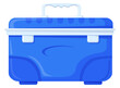 © ssstocker - Portable fridge cartoon icon. Summer ice box