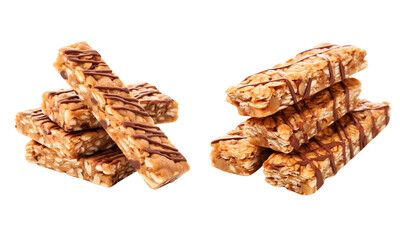 Wall Mural - Set Of Granola protein bars isolated on A Transparent Background.