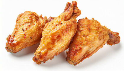 Wall Mural - Fried chicken wings isolated on white background. Top view. Close up.